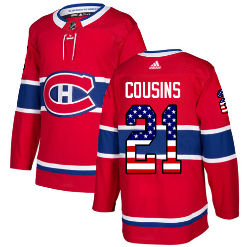 Adidas Montreal Canadiens #21 Nick Cousins Red Home Authentic USA Flag Stitched Youth NHL Jersey